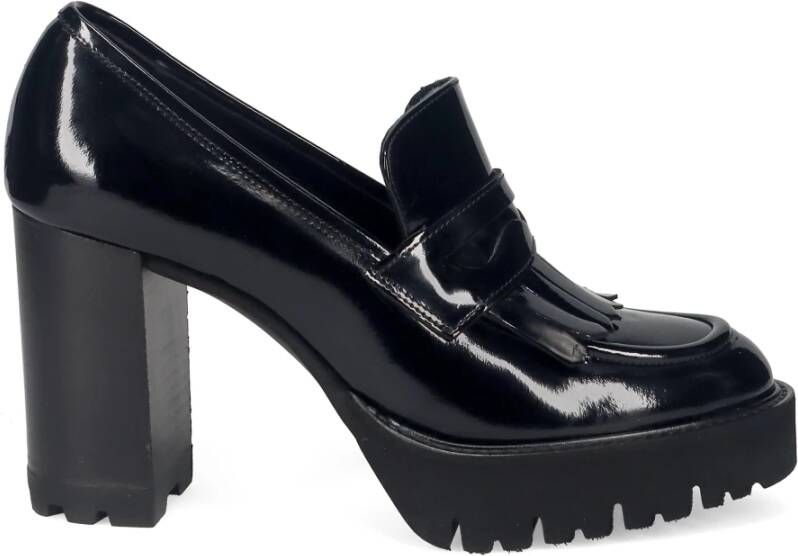 Luca Grossi Zwarte franje loaferschoenen Black Dames