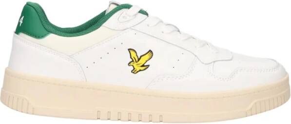 Lyle & Scott Groene Leren Sneakers White Heren