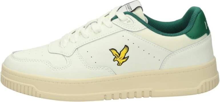 Lyle & Scott Groene Leren Sneakers White Heren