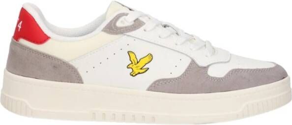 Lyle & Scott Wit Rood Leren Sneakers White Heren