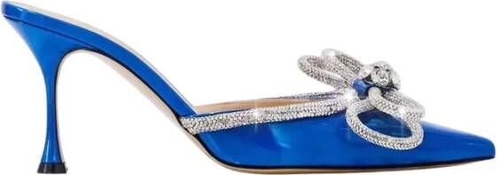 Mach & Mach Blauwe Bow Slides met Swarovski-kristallen Blue Dames