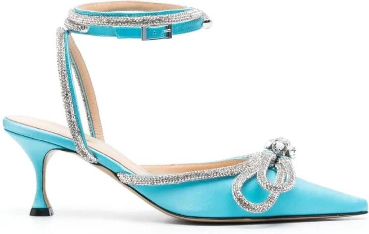 Mach & Mach Blauwe Kristal Boog Slingback Hakken Blue Dames