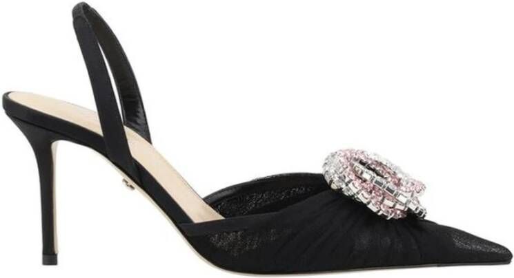 Mach & Mach Elegante Tule Stiletto Pumps met Strass Black Dames