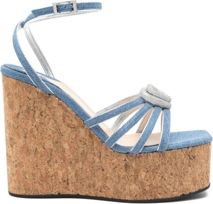 Mach & Mach Hart Kurk Sleehak Sandalen Blue Dames