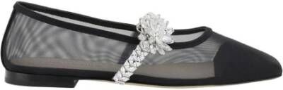 Mach & Mach Met Juwelen Versierde Lotus Bloem Ballerina's Black Dames