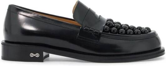 Mach & Mach Mocassins van parelversierd leer Black Dames