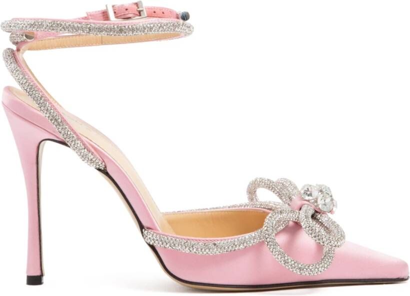 Mach & Mach Roze Zijden Strik Sandalen Pink Dames