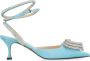 Mach & Mach Satin Slingback Pumps met Rhinestone Decoratie Blue Dames - Thumbnail 1