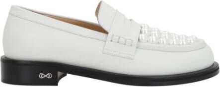 Mach & Mach Witte Penny Loafer met synthetische parels White Dames