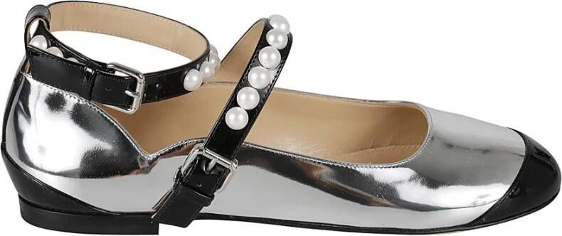 Mach & Mach Zilveren Ballerina's Elegant Patent Finish Gray Dames