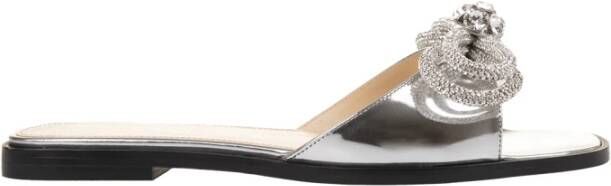 Mach & Mach Zilveren Boog Platte Sandalen met Strass Gray Dames