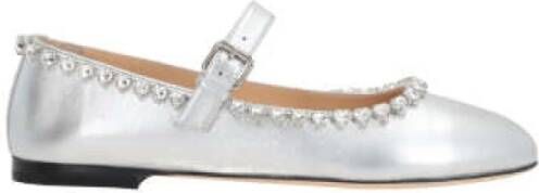 Mach & Mach Zilveren Hart Kristal Plat Schoenen Gray Dames