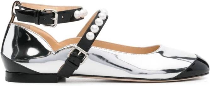 Mach & Mach Zilveren Ballerina's Elegant Patent Finish Gray Dames