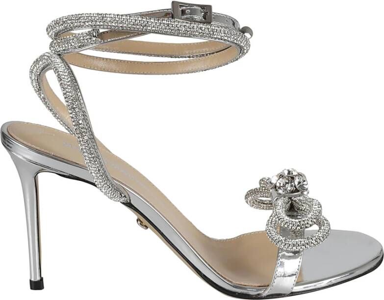 Mach & Mach Zilveren Strass Enkelband Sandalen Gray Dames