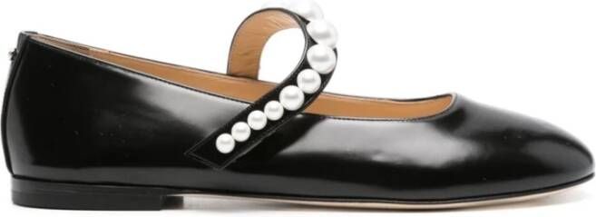 Mach & Mach Zwarte ballerina schoenen met nep parels Black Dames