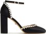 Mach & Mach Zwarte Leren Hart Kristal Pumps Black Dames - Thumbnail 1