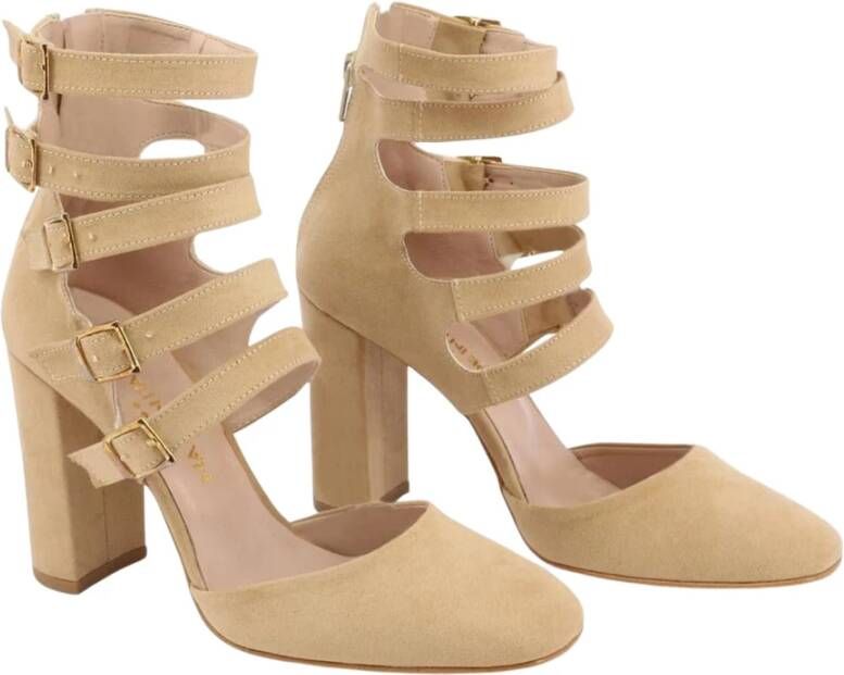 Made in Italia Beige Suède Gesp Band Hak Pumps Brown Dames