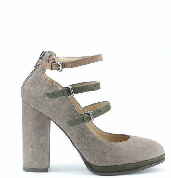 Made in Italia Suede Enkelband Pumps met 10cm Hakken Gray Dames