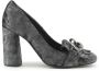 Made in Italia Zwarte Velvet Blokhak Pumps met Ketting Black Dames - Thumbnail 1