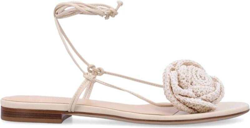 Magda Butrym Crème Gehaakte Bloem Gladiator Sandalen Beige Dames