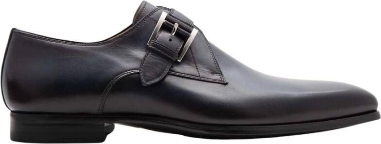 Magnanni Blauwe Monk Strap Leren Schoen Blue Heren