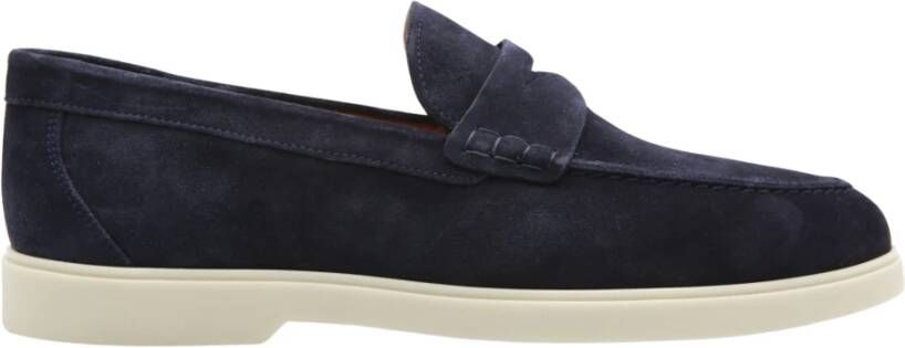 Magnanni Blauwe Suede Penny Loafer Blue Heren