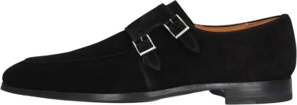 Magnanni Elegante Zwarte Suède Dubbele Monkschoenen Black Heren