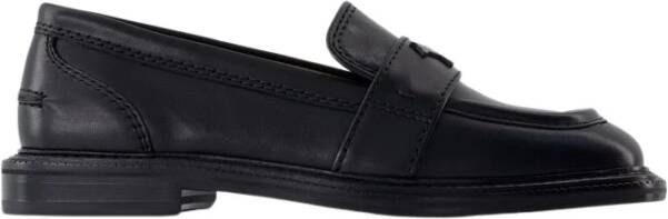 Maison Kitsuné Zwarte Leren Loafers Ronde Neus Black Dames