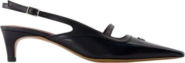 Maison Kitsuné Zwarte Leren Puntige Slingback Schoenen Black Dames