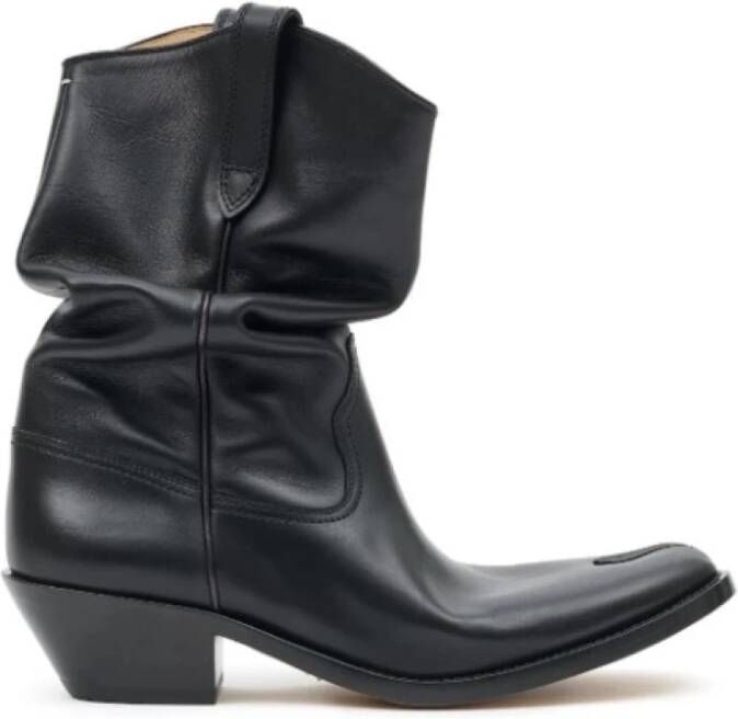 Maison Margiela Zwarte leren enkellaarzen Black Dames