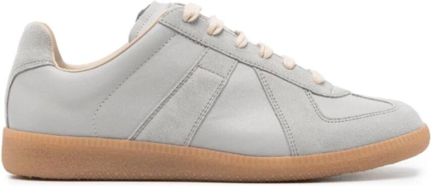 Maison Margiela Blauw-Grijze Leren Sneakers met Handtekening Motief Gray Dames