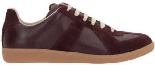 Maison Margiela Bordeaux Low-Top Sneakers Leer Suède Red Heren