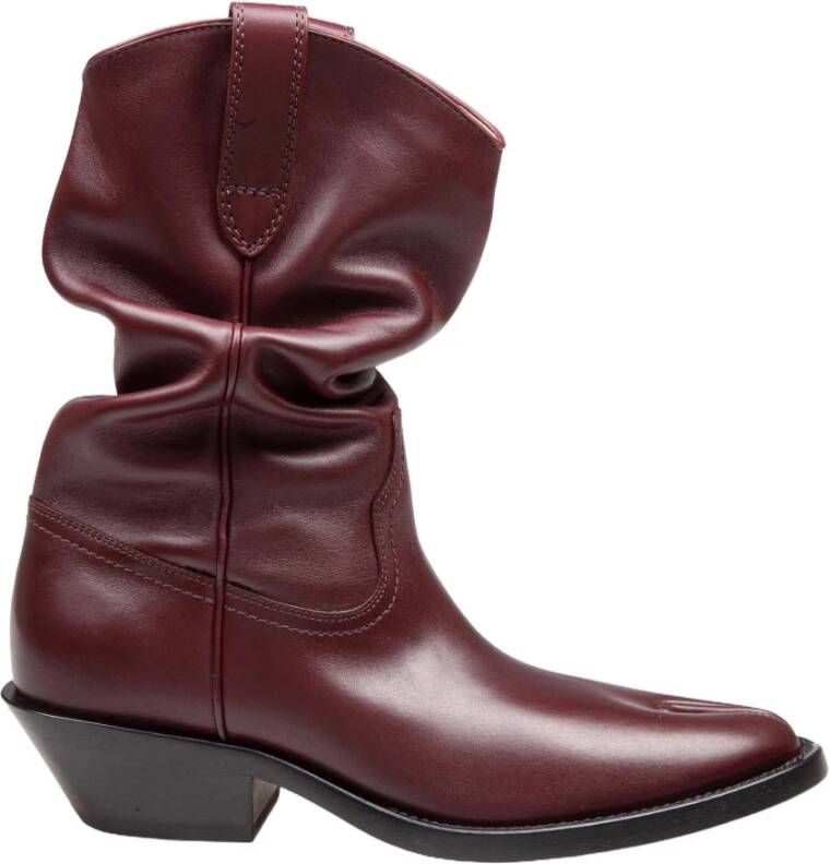 Maison Margiela Bordeaux Tabi Cowboy Enkellaarzen Brown Dames