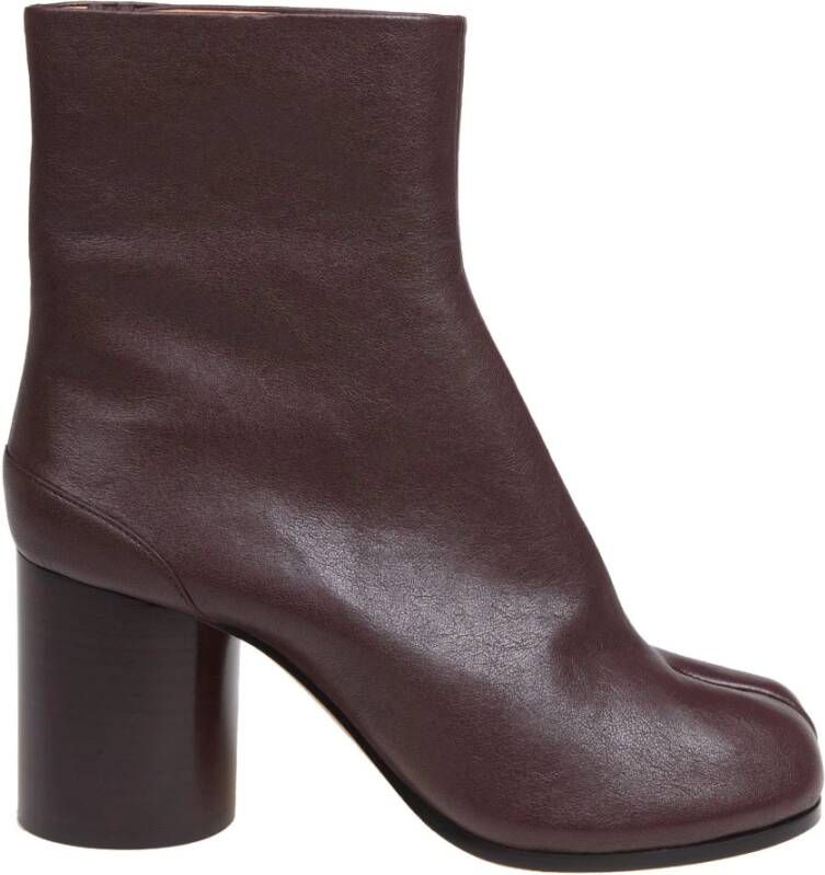 Maison Margiela Bruine Leren Enkellaarzen Ronde Neus Brown Dames