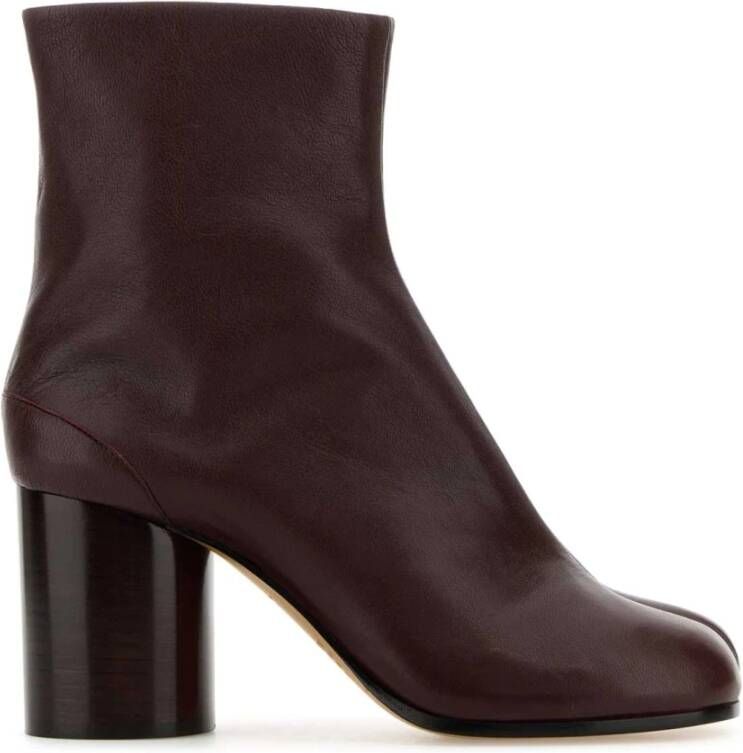 Maison Margiela Burgundy Leren Tabi Enkellaarzen Red Dames