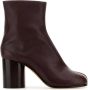 Maison Margiela Burgundy Leren Tabi Enkellaarzen Red Dames - Thumbnail 1