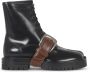 Maison Margiela Leren Gespband Veterschoen Enkellaars Black Dames - Thumbnail 7