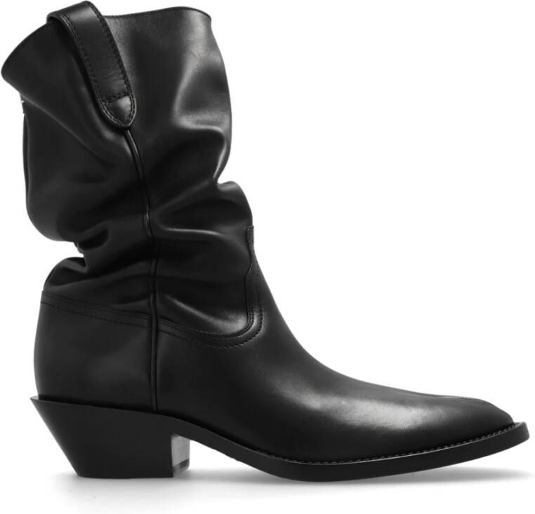 Maison Margiela Zwarte leren enkellaarzen Black Dames