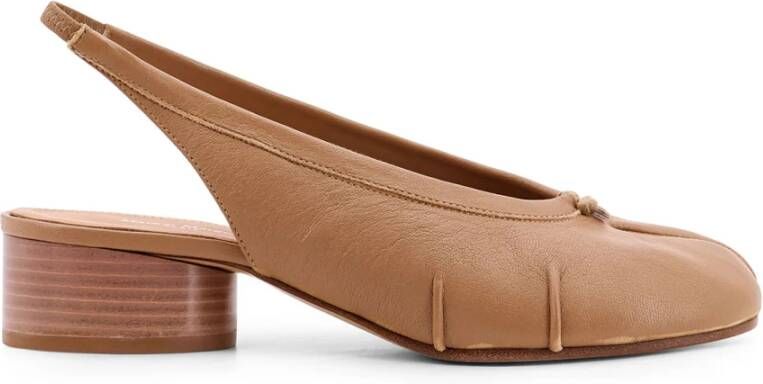 Maison Margiela Iconische Tabi Leren Slingback Hakken Brown Dames