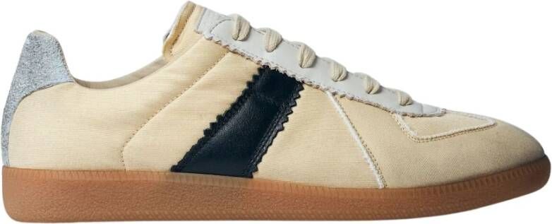 Maison Margiela Italiaanse Panel Sneakers in Boorweefsel Beige Heren