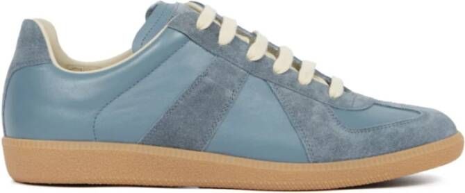 Maison Margiela Lage leren en suède sneakers Gray Heren