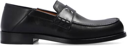 Maison Margiela Leren mocassins met logo Black Dames