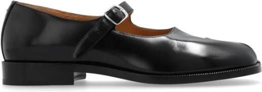 Maison Margiela Klassieke zwarte leren Mary Jane platte schoenen Black Dames