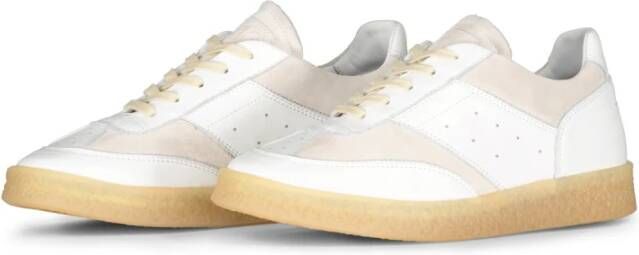 Maison Margiela Minimalistische leren sneakers met gestructureerde zool White