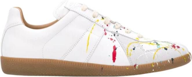 Maison Margiela Pollock Contrast Leren Sneakers Wit Heren