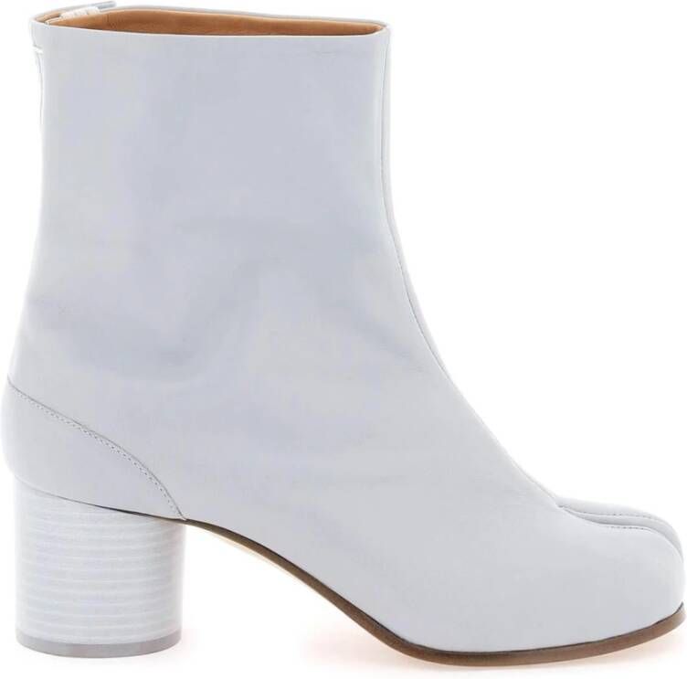 Maison Margiela Tabi Leren Enkellaarzen met Cilinderhak Gray Dames