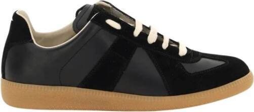 Maison Margiela Replica Leren Sneakers met Suède Inzetstukken Black