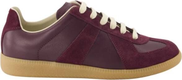 Maison Margiela Replica Leren Sneakers Vetersluiting Ronde Neus Red Dames