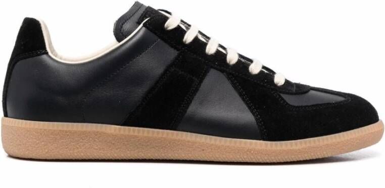 Maison Margiela Zwarte Replica lage sneakers van lamsskin Black Heren