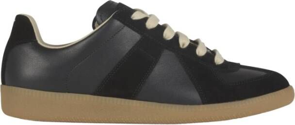 Maison Margiela Zwarte Replica lage sneakers van lamsskin Black Heren